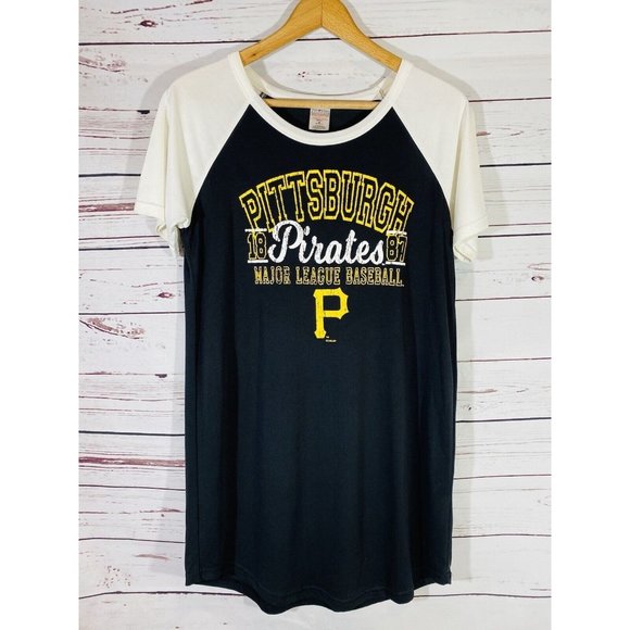 MLB Pittsburgh Pirates Womens Sleep Shirt Sz Medium Top Baseball Style Black - Picture 1 of 7